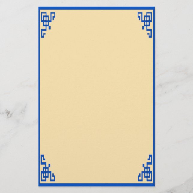 Blue & Gold Scroll Stationary Briefpapier (Vorderseite)