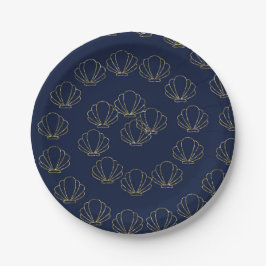 Blue & Gold Sea Muschel Mermaid Brautparty Pappteller