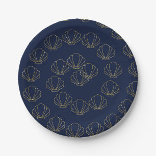 Blue & Gold Sea Muschel Mermaid Brautparty Pappteller