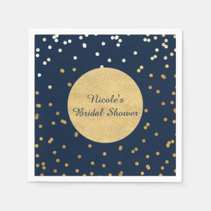 Blue & Gold Shiny Confetti Dots Chic Modern Serviette