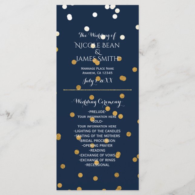 Blue & Gold Shiny Imitate Foil Confetti Programm R (Vorderseite)