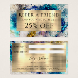 Blue Gold Silber Glitzer Aquarellkarte