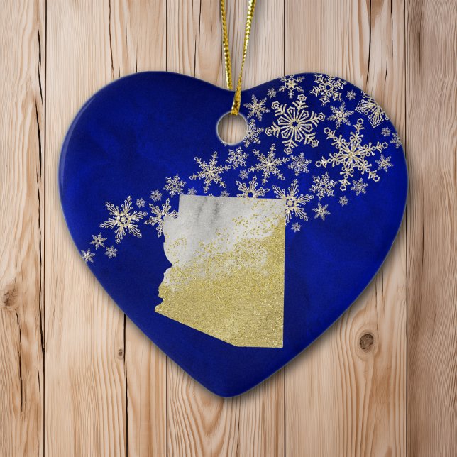 Blue Gold Snowflake Arizona Keramik Ornament (Von Creator hochgeladen)