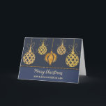Blue Gold Son & Daughter im Gesetz Frohe Weihnacht Karte<br><div class="desc">Frohe Weihnachten für Sohn und Tochter in der Rechtskarte in modernem Marineblau mit funkelnd Goldverzierungen.</div>