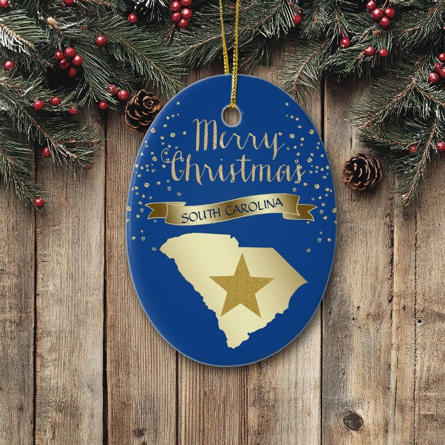 Blue Gold South Carolina Star Keramikornament (Von Creator hochgeladen)