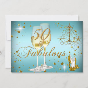 Blue Gold Sparkle 50 & Fabuleux Invitation d'anniv
