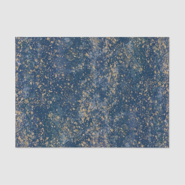 Blue & Gold Spritzer Glam Modern Seidenpapier (Vorderseite)