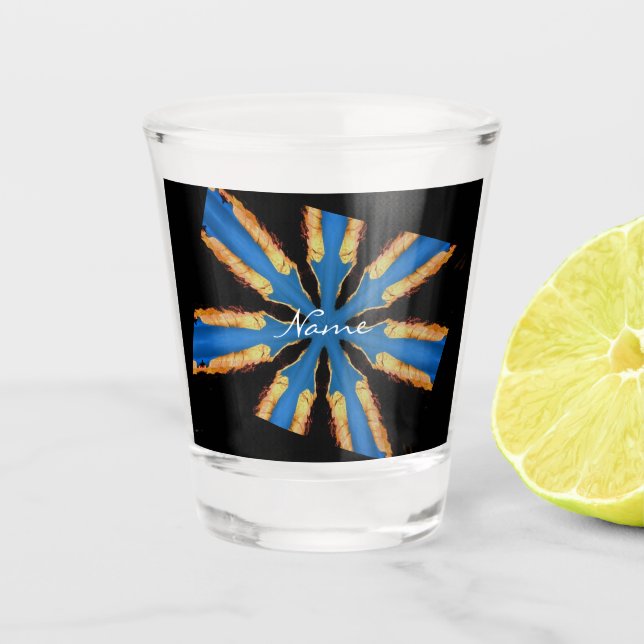 Blue-Gold Star Abstract Design Thunder_Cove Schnapsglas (Vorderseite)
