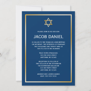 Blue Gold Star von David Bar Mitzvah Einladungen