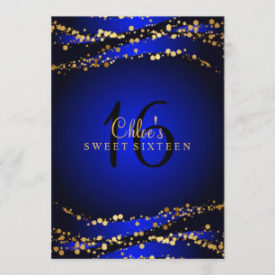 Blue & Gold Stardust   Sweet 16 Einladung