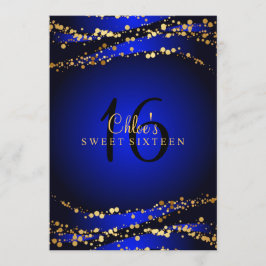 Blue & Gold Stardust Sweet 16 Einladung