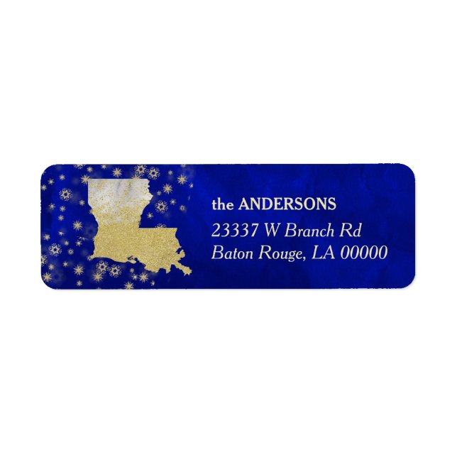 Blue Gold Stars Louisiana Rücksendeadresse (Vorne)