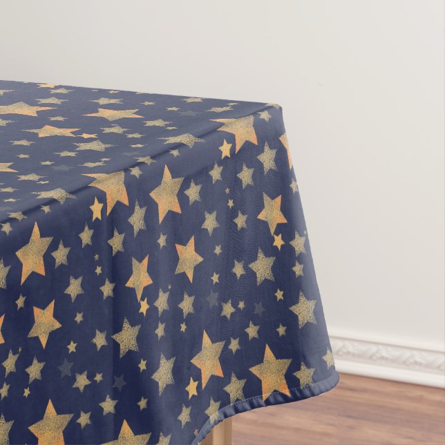 Blue Gold Stars Muster Elegantes Design Tischdecke (Beispiel)