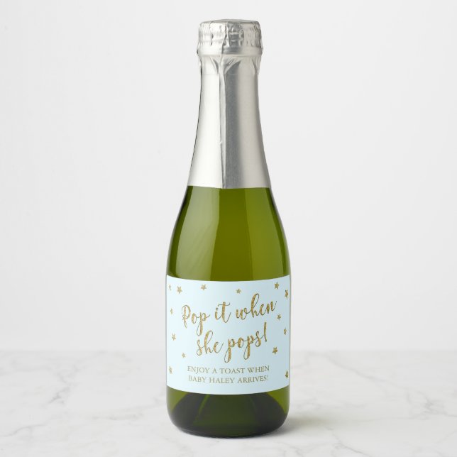 Blue & Gold Stars Pop It, wenn sie Pop Baby Dusche (Vorderseite)