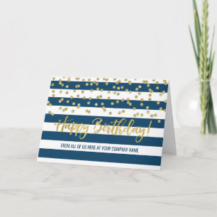 Blue Gold Stripes Business Group Carte d'anniversa