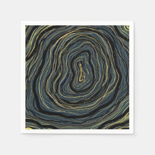 Blue Gold Swirl Glam Art Geburtstagsparty Serviette