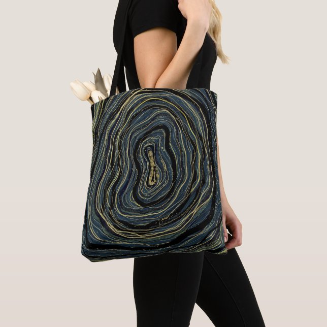 Blue Gold Swirl Glam Art Tasche (Von Nahem)