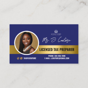 Blue & Gold Tax Prepare Accounting Business Card Visitenkarte