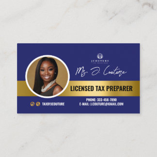 Blue & Gold Tax Prepare Accounting Business Card Visitenkarte