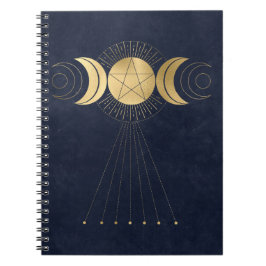 Blue Gold Triple Moon Notebook Notizblock