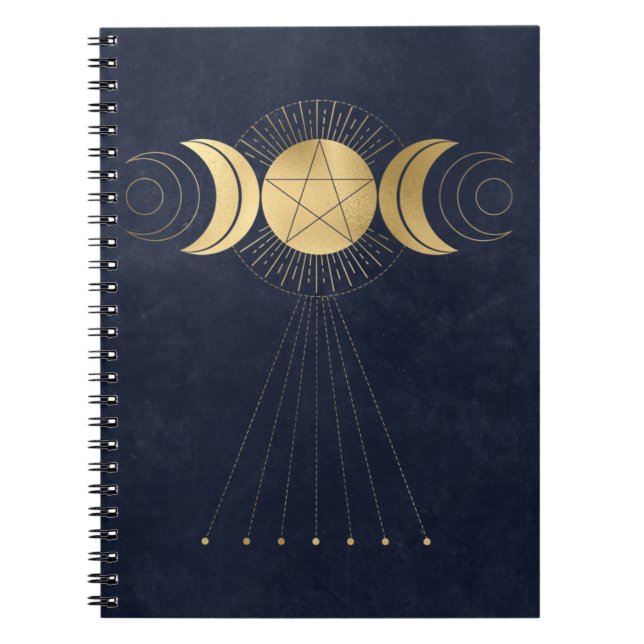 Blue Gold Triple Moon Notebook Notizblock (Vorderseite)