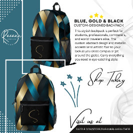 Blue, Gold und Black Custom Backpack Bedruckter Rucksack