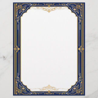 Blue Gold und White Art Deco Briefbogen