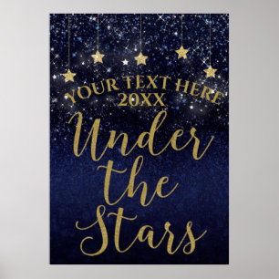 Blue & Gold unter den Sternen Sternen Nachtparty Poster