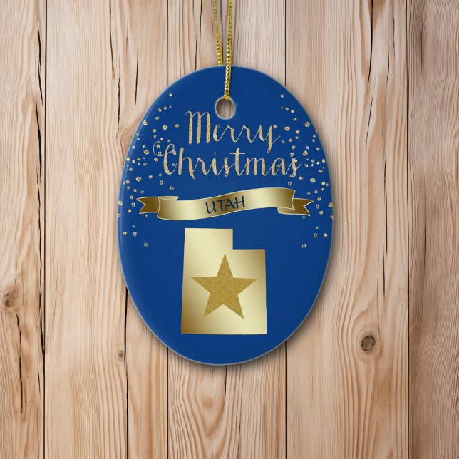 Blue Gold Utah Star Keramikornament (Von Creator hochgeladen)