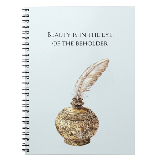 Blue Gold Vase White Feather Notizblock (Vorderseite)
