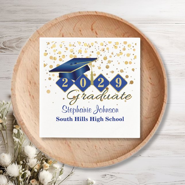 Blue Gold von Custom Graduation Party Serviette (Custom Graduation Party Blue Gold Napkins)
