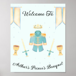 Blue & Gold Wasserfarbe Little Prince Begrüßungsze Poster