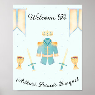 Blue & Gold Wasserfarbe Little Prince Begrüßungsze Poster