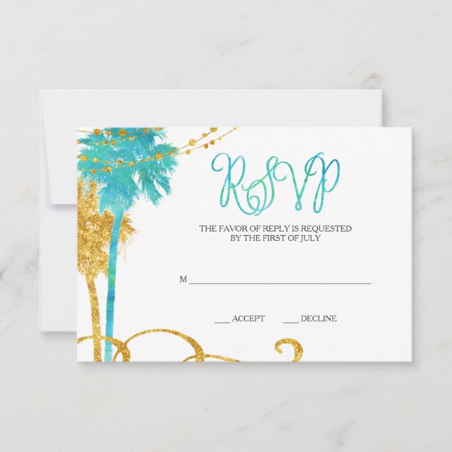 Blue Gold Watercolor Beach Bat mitzvah RSVP (Devant)