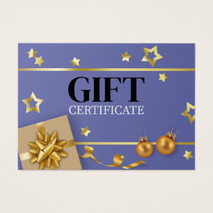 Blue Gold Weihnachtsball Stars Ribbon Geschenkkart
