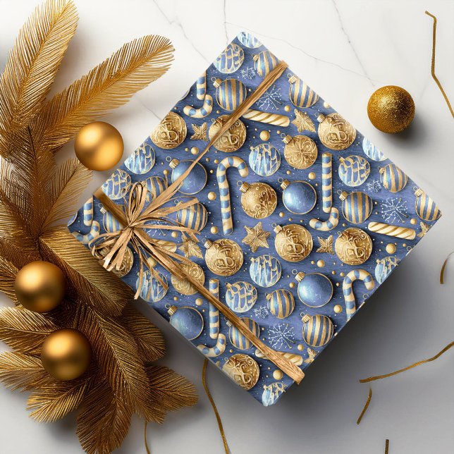 Blue Gold Weihnachtsmuster#12 ID1009 Geschenkpapier (Von Creator hochgeladen)