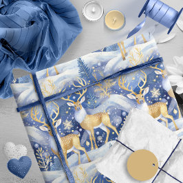 Blue Gold Weihnachtsmuster#14 ID1009 Geschenkpapier
