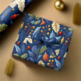 Blue Gold Weihnachtsmuster#18 ID1009 Geschenkpapier