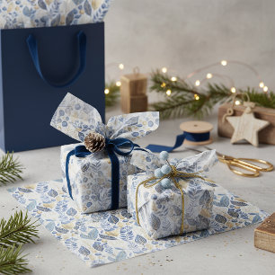 Blue Gold Weihnachtsmuster#21 ID1009 Seidenpapier