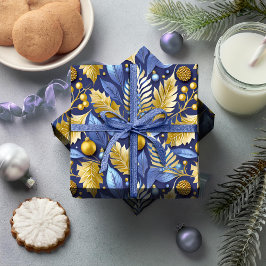 Blue Gold Weihnachtsmuster#22 ID1009 Geschenkpapier