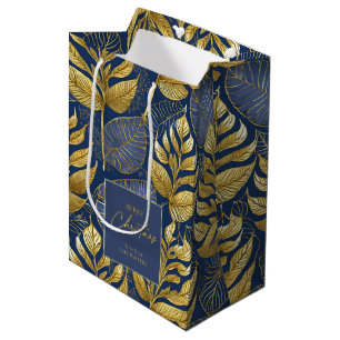 Blue Gold Weihnachtsmuster#29 ID1009 Mittlere Geschenktüte