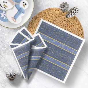 Blue Gold Weihnachtsmuster#34 ID1009 Serviette