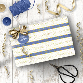 Blue Gold Weihnachtsmuster#35 ID1009 Geschenkpapier