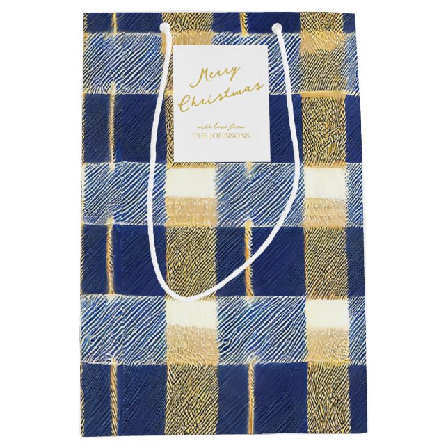 Blue Gold Weihnachtsmuster#7 ID1009 Mittlere Geschenktüte (Vorderseite)