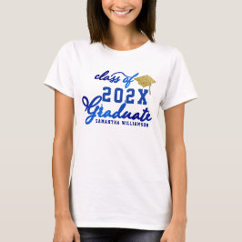 Blue Gold White Class 2025 Graduate Abschluss T-Shirt