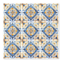 Blue Gold & White Talavera Azulejo Look Tile