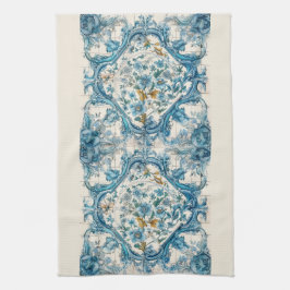 Blue Gold & White Talavera Azulejo Tile Look 3 Geschirrtuch