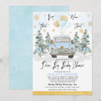 Blue Gold Winter Drive Thru Baby Boy Dusche
