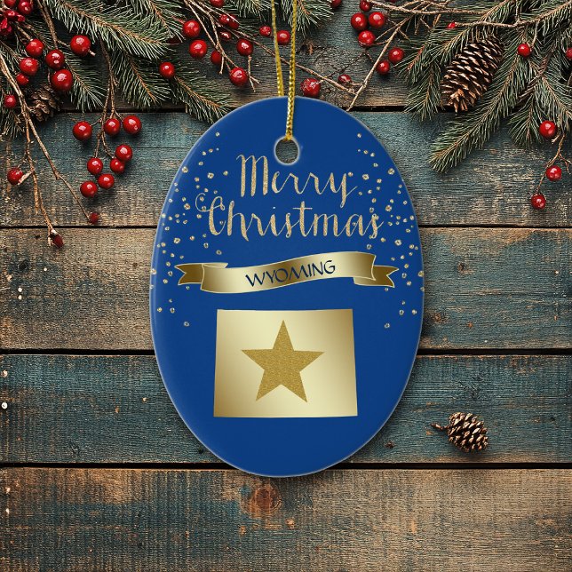 Blue Gold Wyoming Star Keramik Ornament (Von Creator hochgeladen)