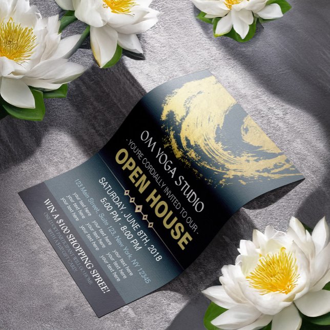 Blue & Gold YOGA Massage Therapie Studio Open Hous Flyer (Von Creator hochgeladen)